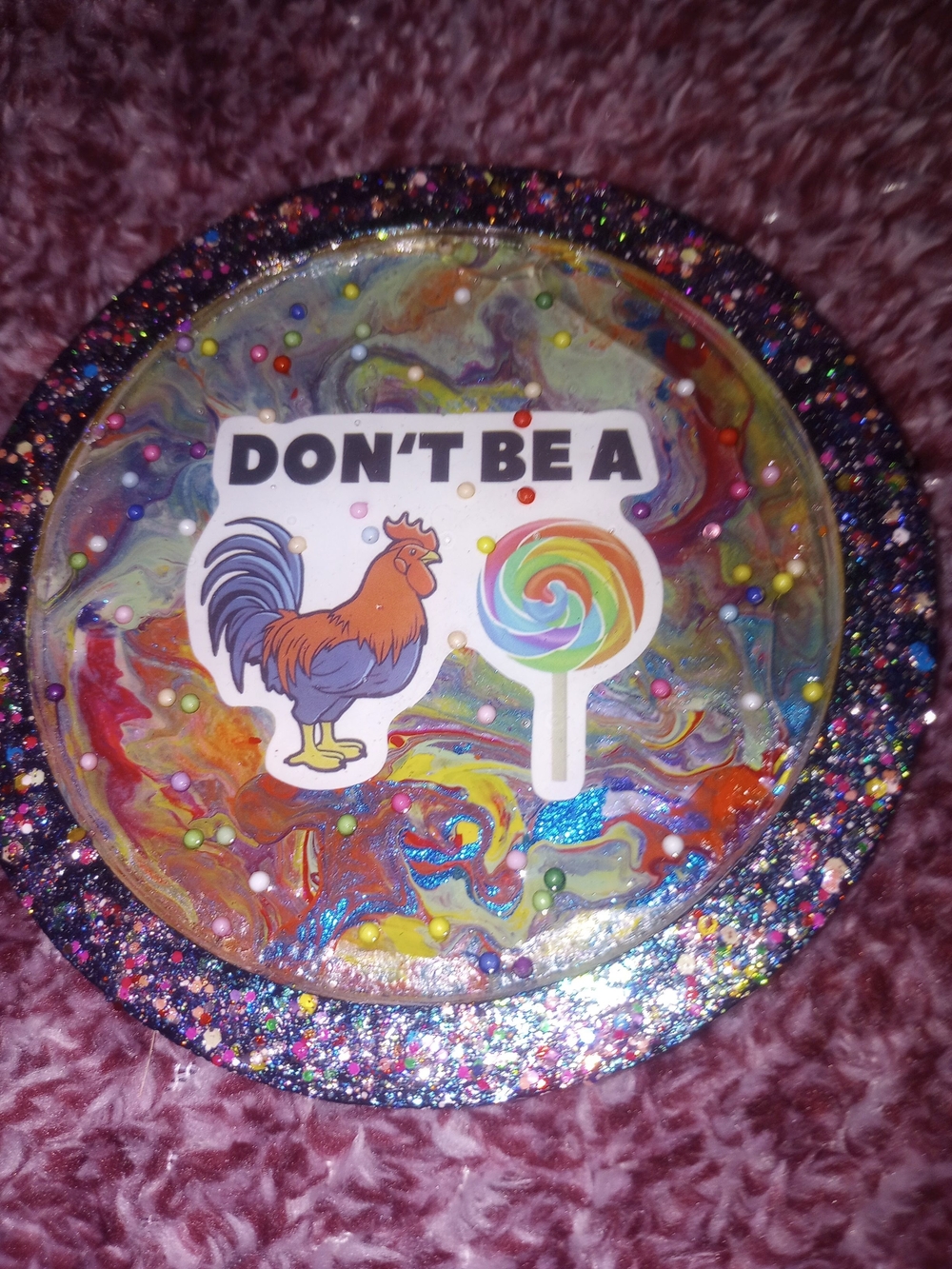 Colorful Rooster Coaster Art-Funny